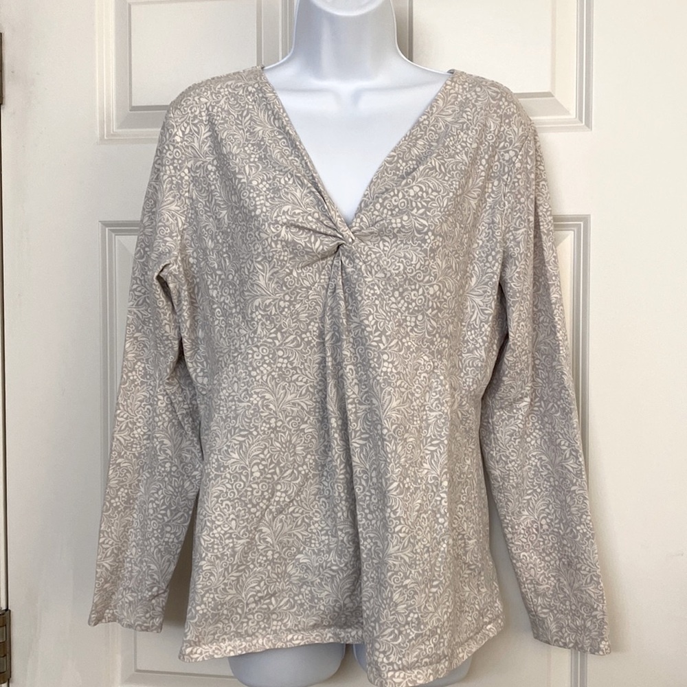 Eddie Bauer twist, front gray and white top